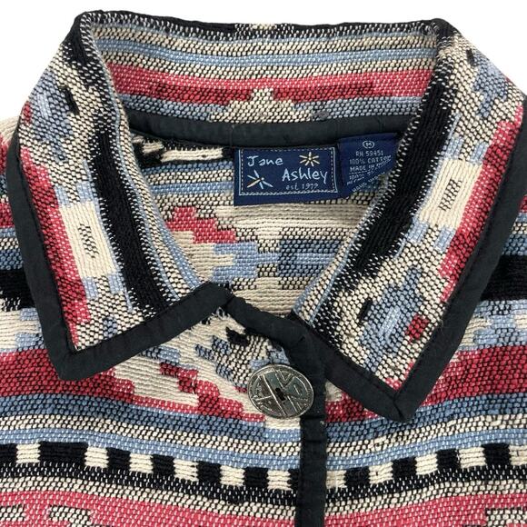 VTG Jane Ashley Tapestry Jacket Blazer Womens Sz M Southwestern Aztec Tribal Y2K - Picture 4 of 14